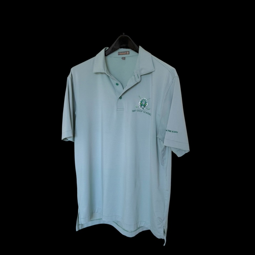 Peter Millar Summer Comfort Polo Shirt Large Green Stripe Naples Distressed